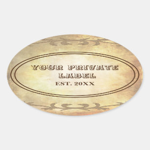 Adesivo Oval Pergaminho Vintage Envelhecido Seu Oval De Etiquet