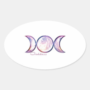 Adesivo Oval pérola iridescente da deusa da lua tripla