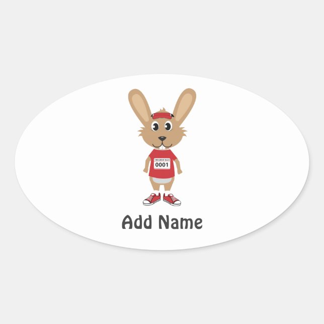 Adesivo Oval Personalizar Coelhinho em Execução (Frente)