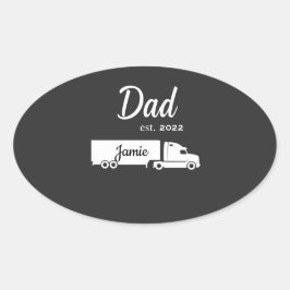 Adesivo Oval Personalized Trucker Dad Sticker with Semi Truck 