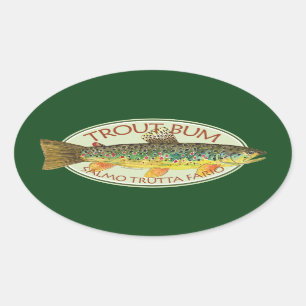 Adesivo Oval Pesca com mosca