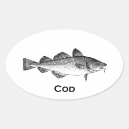 Adesivo Oval Pesca Vintage - Bacalhau