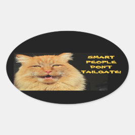 Adesivo Oval Pessoas Inteligentes Não Personalizam Gato de Conv