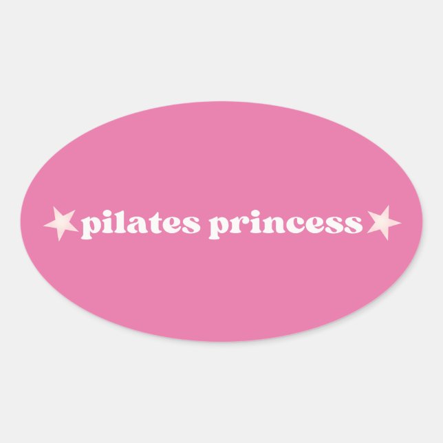Adesivo Oval Pilates Princess Pink Heart Design (Frente)