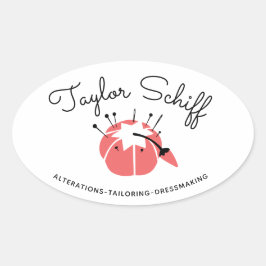 Adesivo Oval Pincushion Dressmaker Alterations Marca Sticker