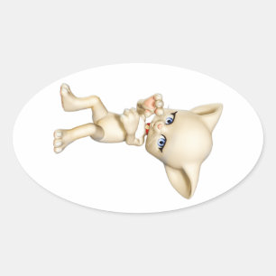 Adesivo Oval Pinheiros Oval de Gato Dançante