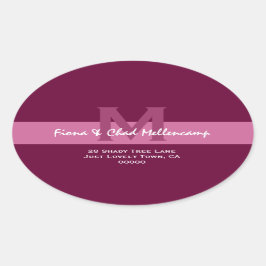 Adesivo Oval Pink and Berry Modern Wedding Address L006