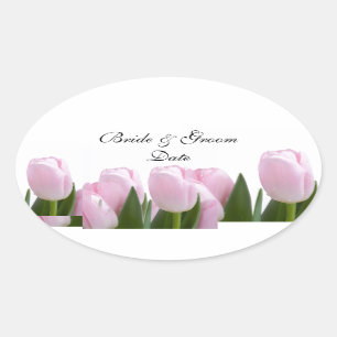 ADESIVO OVAL PINK TULIP WEDDING ENVELOPE SEAL STICKER