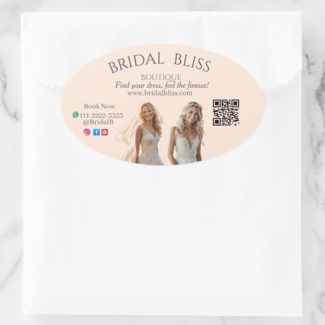 Adesivo Oval Pink Wedding Elegant Brides Dream of Love Romance  (Bolsa)