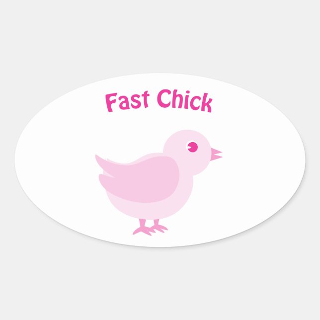 Adesivo Oval Pintinho rápido - rosa (Frente)