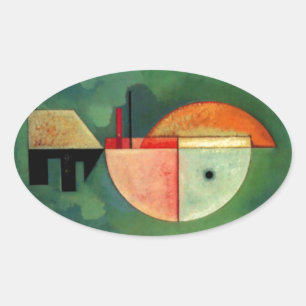Adesivo Oval Pintura abstrata ascendente de Kandinsky