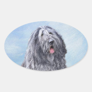 Adesivo Oval Pintura de Bergamasco para Sheepdog - Cão Origina