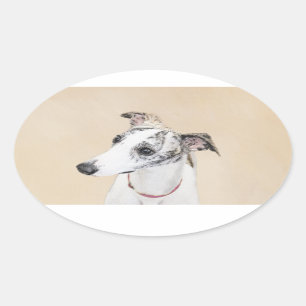 Adesivo Oval Pintura de chicote - Arte de Cão Original Bonita