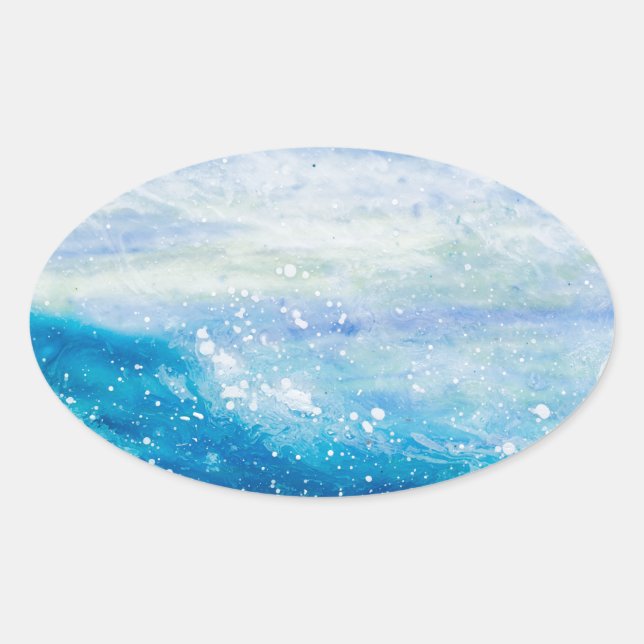 Adesivo Oval Pintura de espuma marítima por ondas oceânicas (Frente)