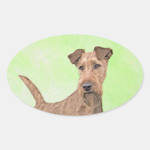 Adesivo Oval Pintura de Terrier irlandesa - Arte de Cão Origin
