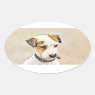 Adesivo Oval Pintura do Parson Jack Russell Terrier - Arte Cani