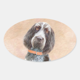Adesivo Oval Pintura do Spinone Italiano - Arte Original de Cac