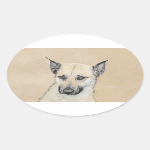 Adesivo Oval Pintura em Chinook (Orelhas Apontadas) - Arte Cani
