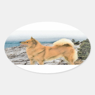 Adesivo Oval Pintura em Seashore - Arte Canina