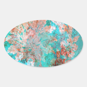 Adesivo Oval Pintura Floral