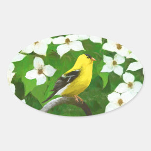 Adesivo Oval Pintura Goldfinch - Arte Cachorra Original