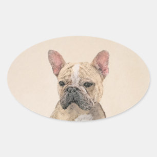 Adesivo Oval Pintura para o Bulldog Francês (Sable) - Fita Ori