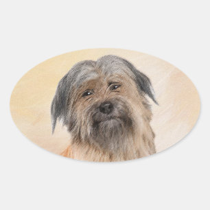 Adesivo Oval Pintura Pirenéus - Arte Cão Original Bonita