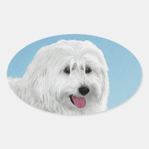 Adesivo Oval Pintura Polonesa de Sheepdog - Arte Canina