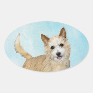 Adesivo Oval Pintura Portuguesa do Podengo Pequeno - Arte Origi