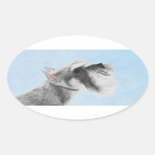 Adesivo Oval Pintura Schnauzer (Giant, Standard) - Arte Canina