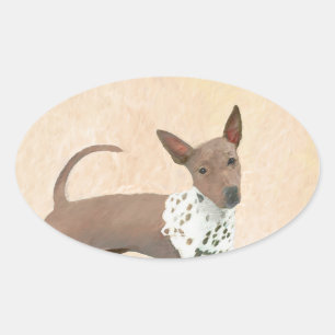 Adesivo Oval Pintura Terrier sem cabelos americana - Arte canin