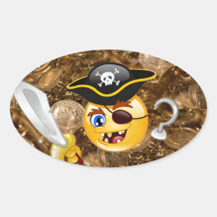 Adesivo Oval pirata do tesouro emoji