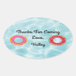 Adesivo Oval Piscina Floating Party Obrigado Sticker