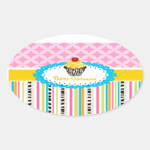 Adesivo Oval PixDezines limão espiral cupcake/cor DIY