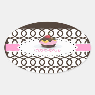 Adesivo Oval PixDezines monaco treliça+cupcake/DIY cor