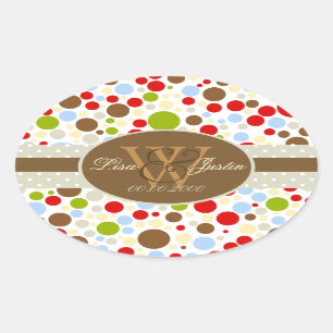 Adesivo Oval PIxDezines Pontos Flutuantes de Natal/Cores DIY!