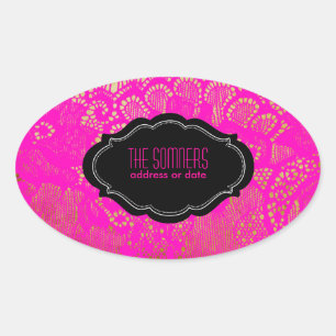 Adesivo Oval PixDezines renda falsa vintage/ cor de fundo DIY