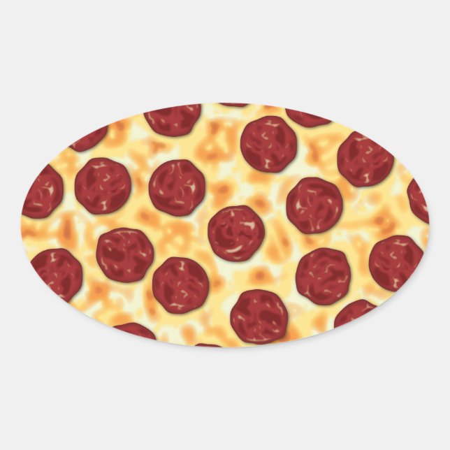 Adesivo Oval Pizza Pepperoni (Frente)