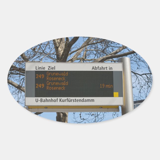 Adesivo Oval Placa de Parada de Ônibus em Berlim (Frente)