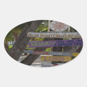 Adesivo Oval Placa de sinalização Rum Point Grand Cayman