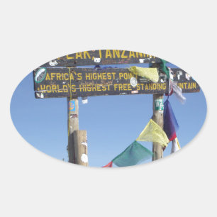 Adesivo Oval Placa indicativa no cume do Kilimanjaro Quênia