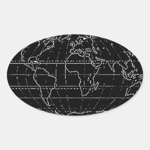 Adesivo Oval planisphere/mapas simples
