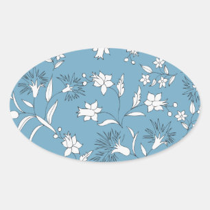 Adesivo Oval plantas botânicas