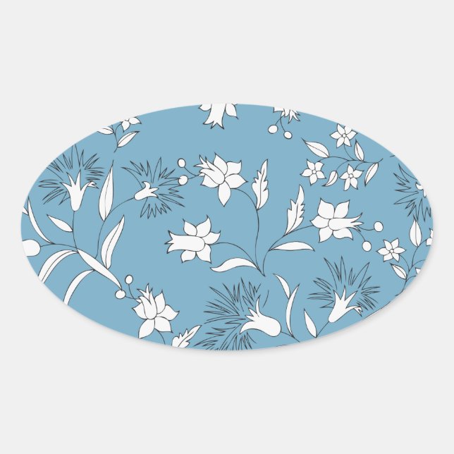 Adesivo Oval plantas botânicas (Frente)