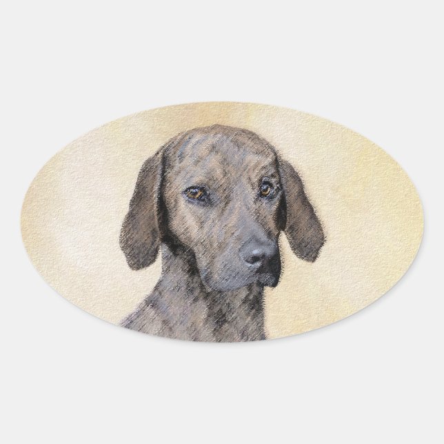 Adesivo Oval Plott Painting - Arte de Cachorro Original (Frente)
