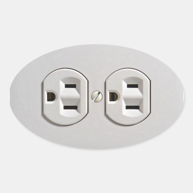 Adesivo Oval Plug-in de tomada elétrica (Frente)