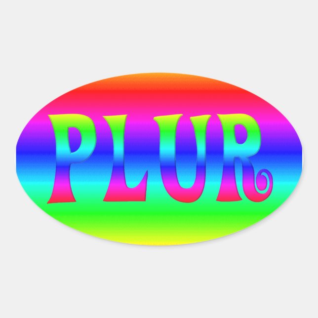 Adesivo Oval PLUR de ilusão óptica arco-íris (Frente)