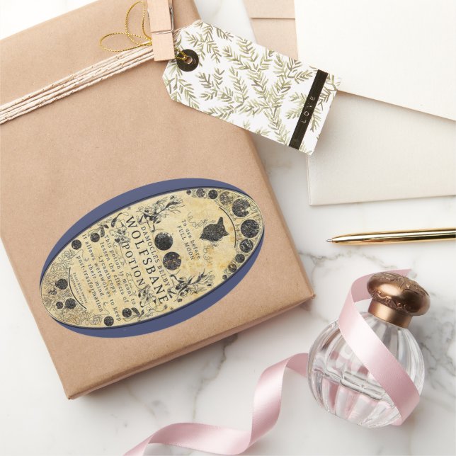 Adesivo Oval Poção de lobisomem Wolfsbane (Presentear)