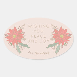 Adesivo Oval Poinsettia boughes e banners