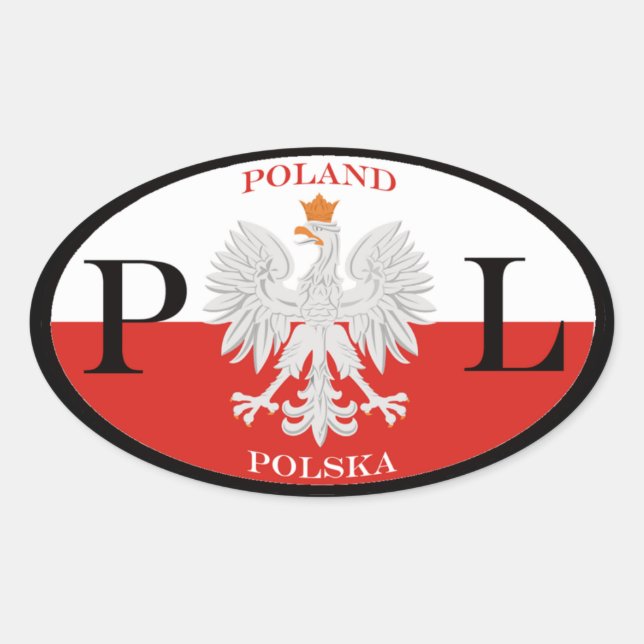 Adesivo Oval Polônia Polska PL (Frente)